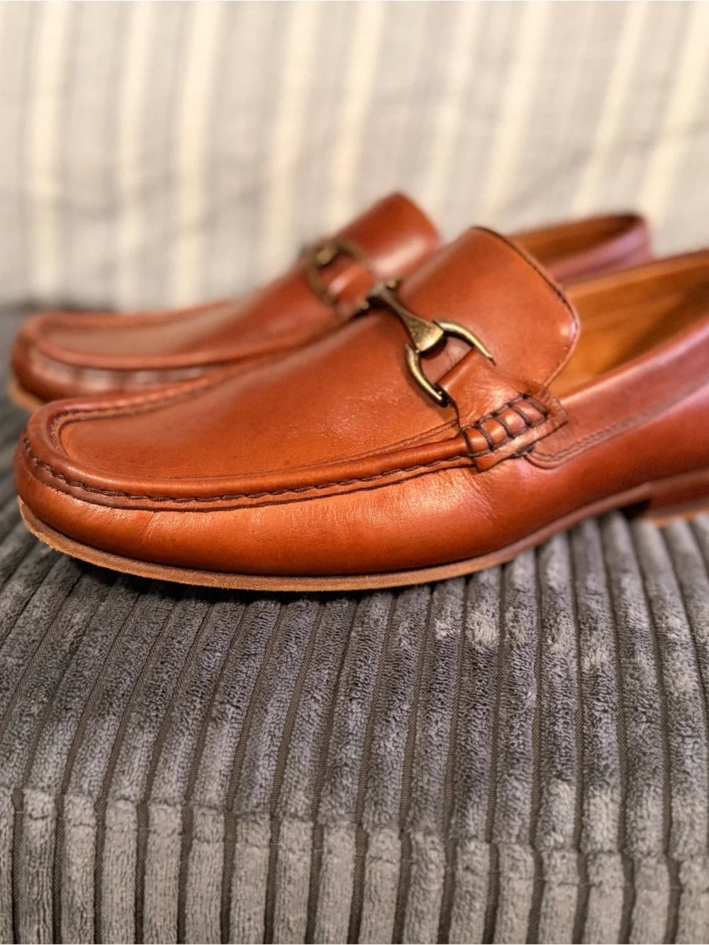 Donald J. Pliner Chestnut Leather Bit Loafers
